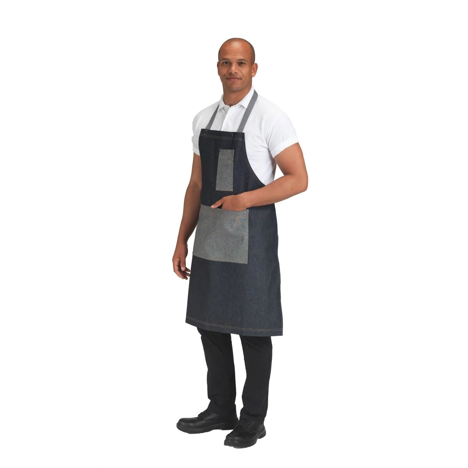 Dennys Heavyweight Denim Pocket Bib Apron | Washed Denim